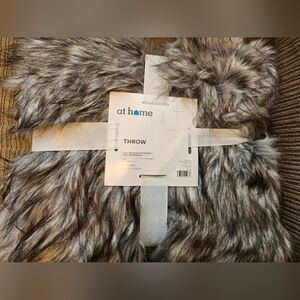 Gray Faux Fur Throw